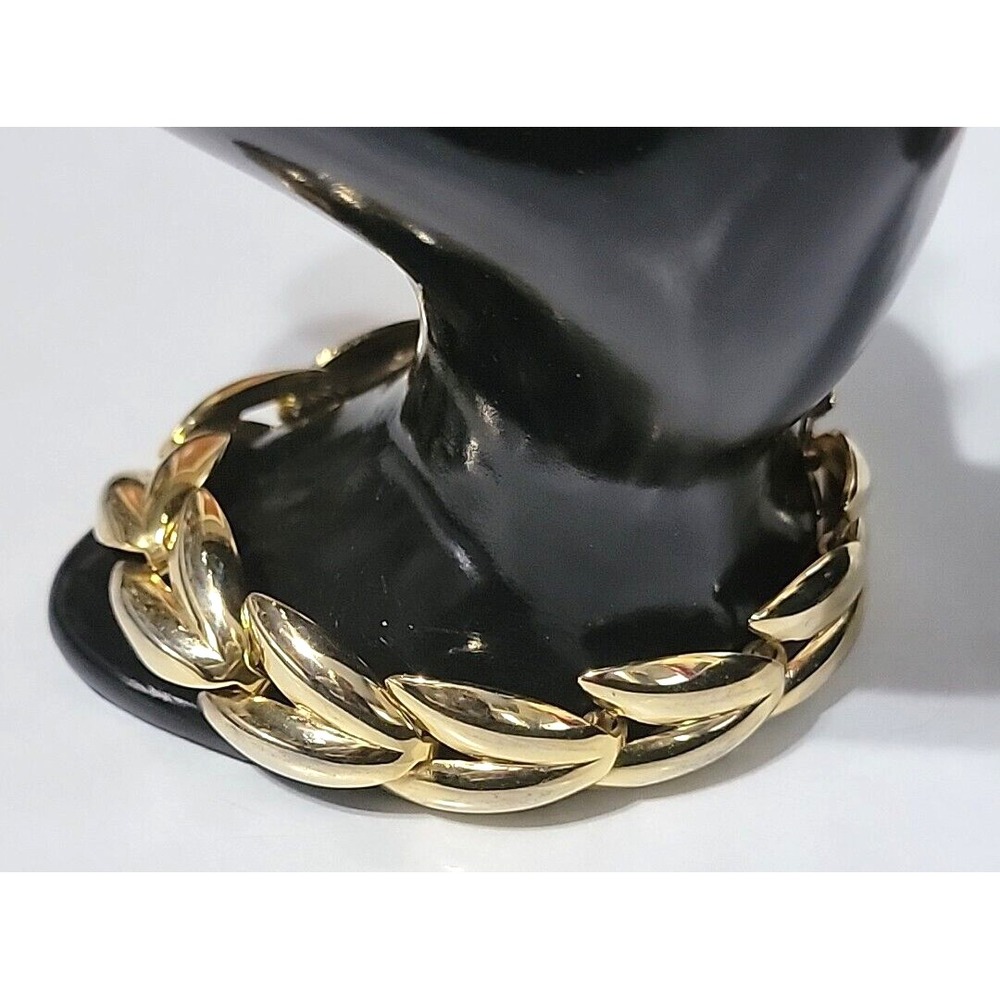 Retro Gold-tone Leaf Link Bracelet 7.5" Long Lightweight gbr-25‎